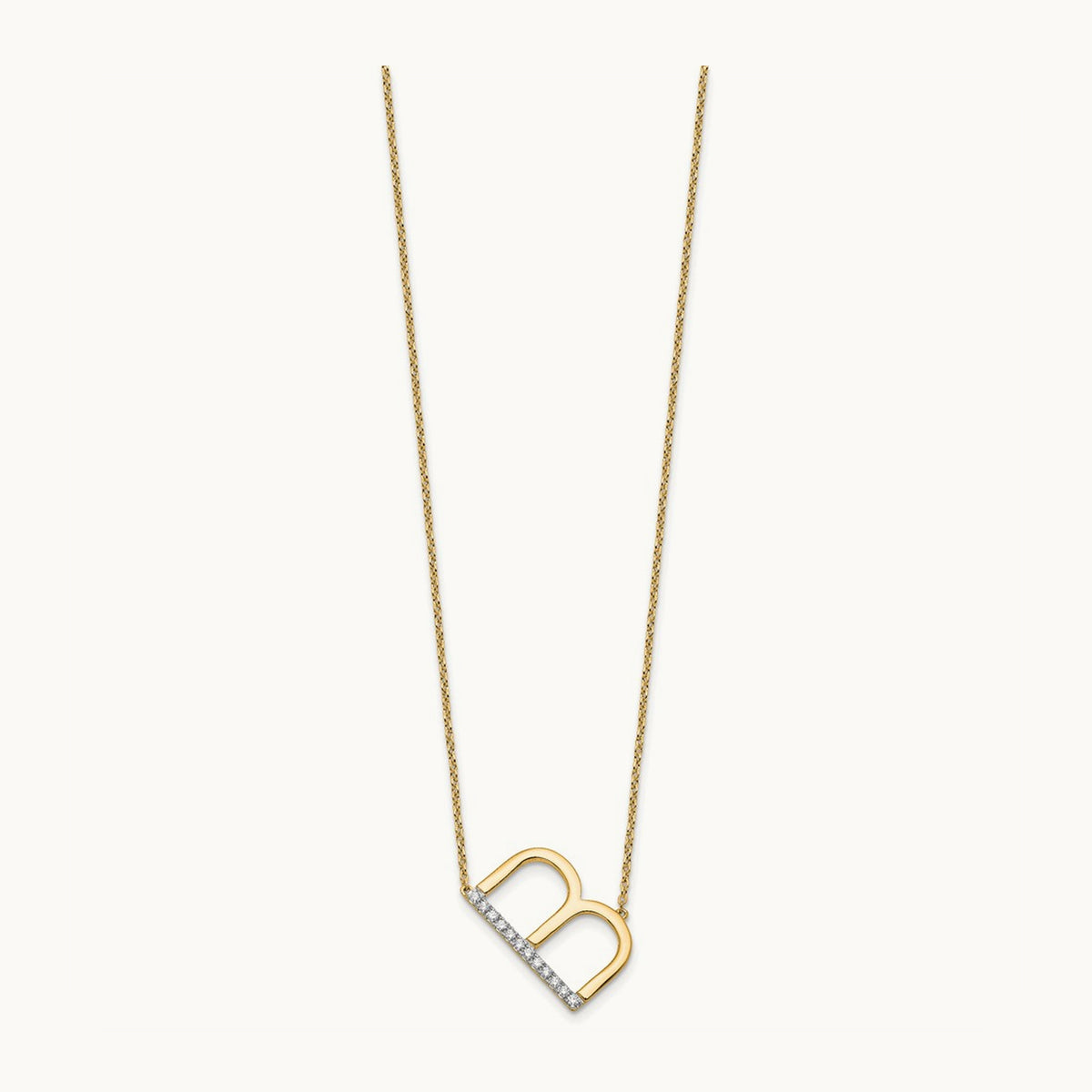 Sideways Diamond Necklace — 14K Yellow Gold, B