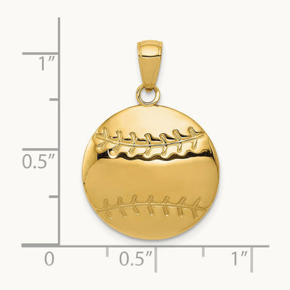 Polished Baseball Charm, 14K