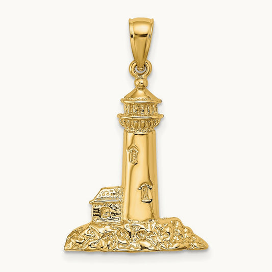 Polished Lighthouse Charm, 14K