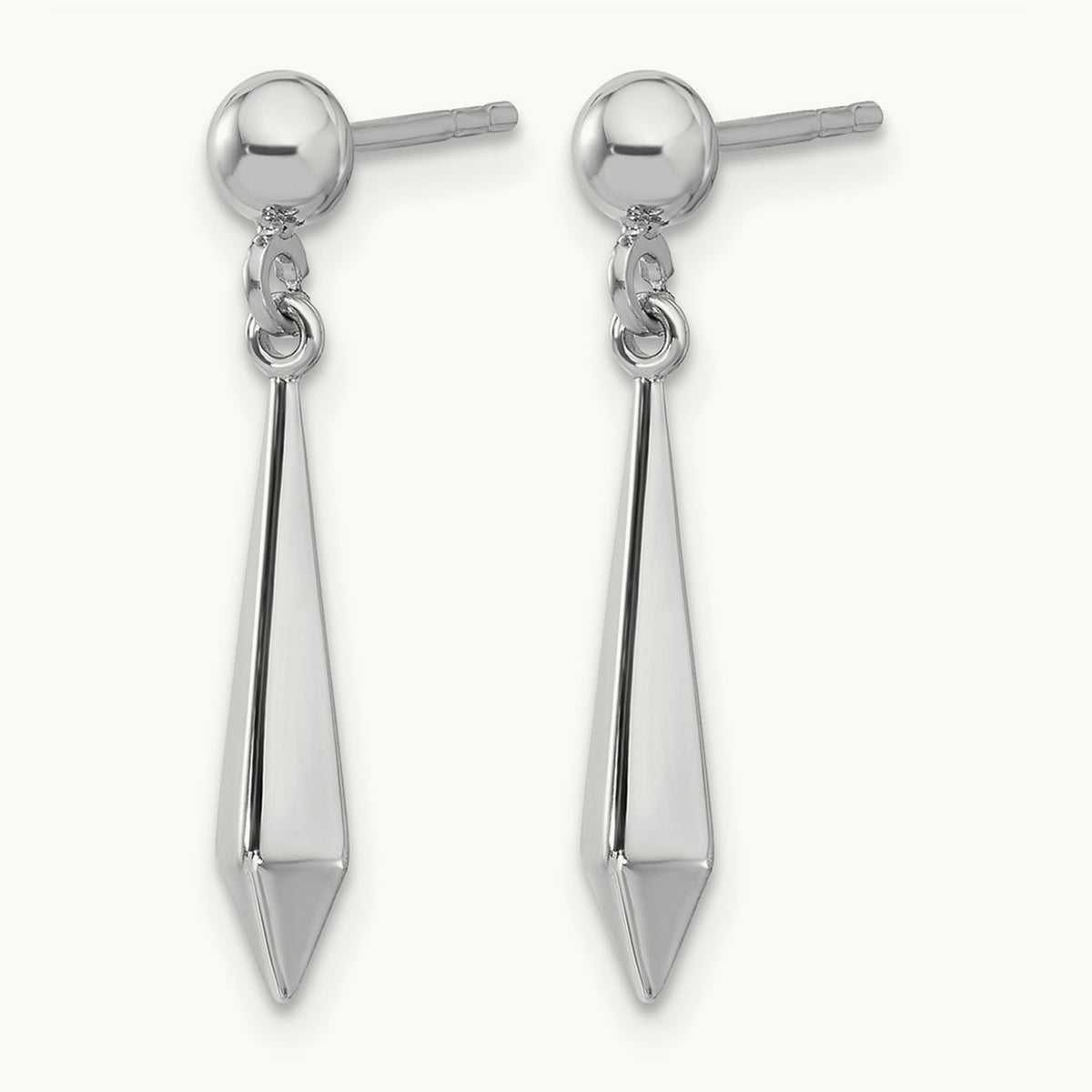 Polished Post Dangle Earrings — 14K White Gold