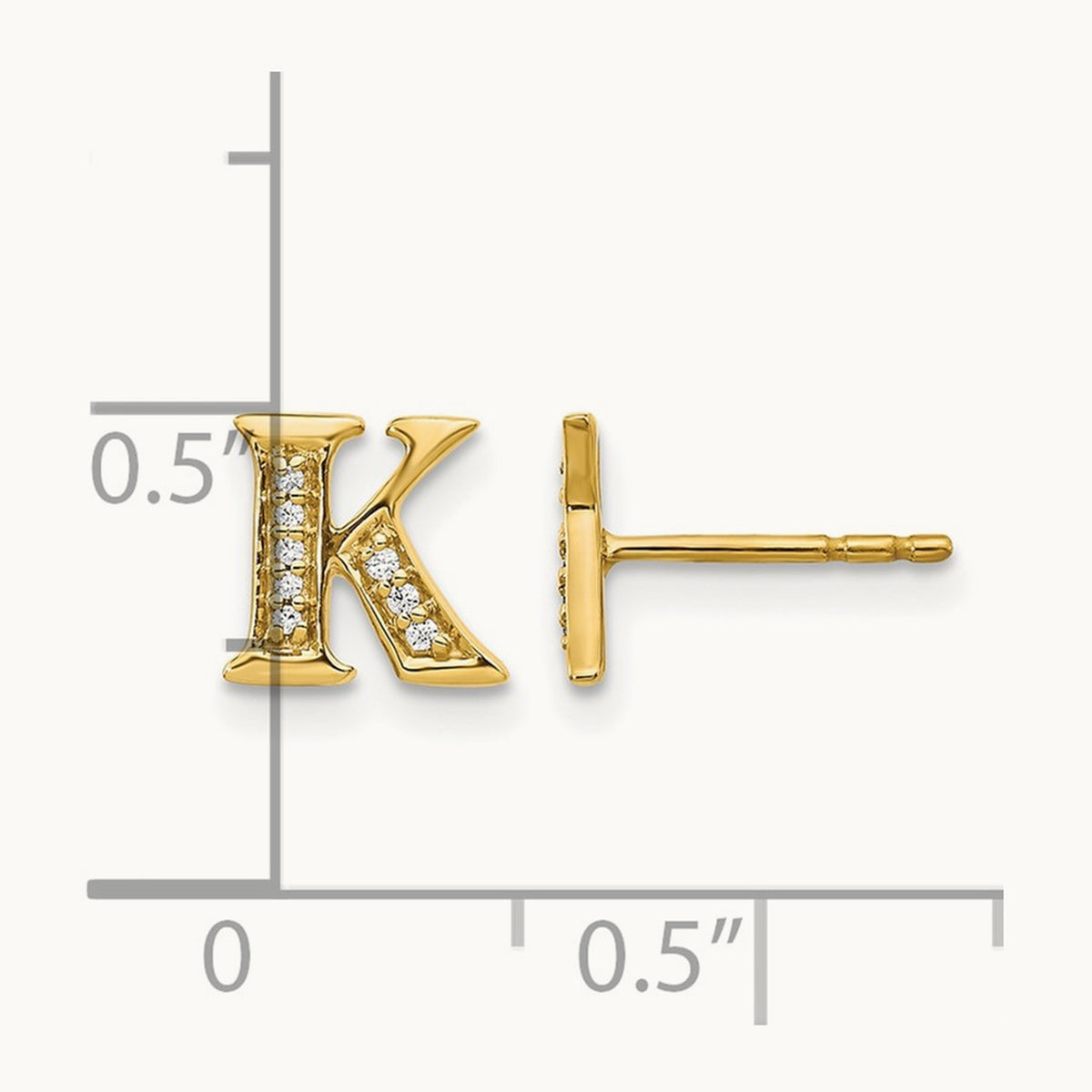 Diamond Earrings — 14K Yellow Gold, 8mm, K