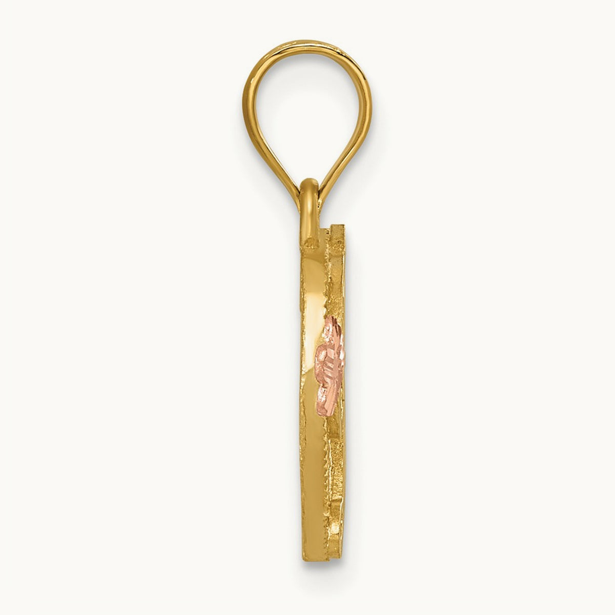 Heart Initial Pendant — 14K Two-Tone Gold, D