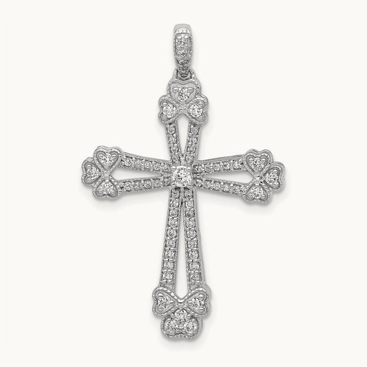 Diamond Budded Cross Pendant — 35mm