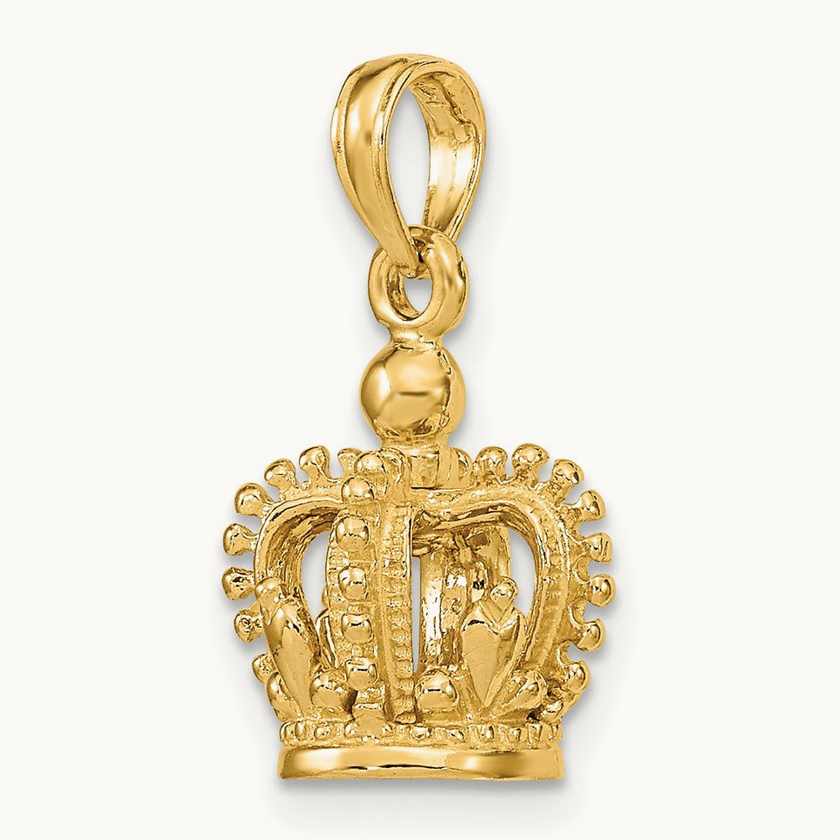 3-D Polished Crown Charm, 14K