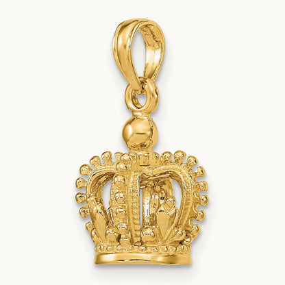 3-D Polished Crown Charm, 14K