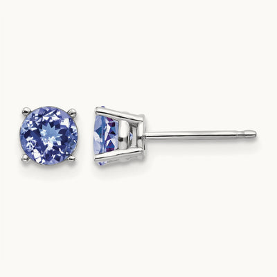Tanzanite Earrings, 14K White Gold