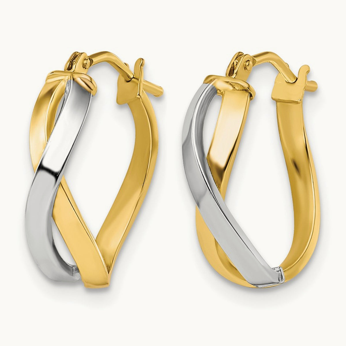 w/Rhodium Polished Twisted Hoop Earrings, 10K — Leslie's