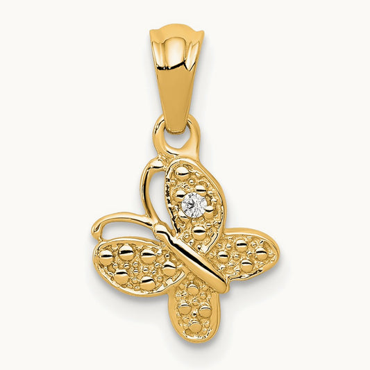 Polished .01ct. Diamond Butterfly Pendant, 14K