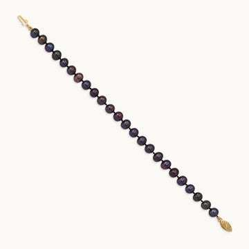 6- Black Near Round Freshwater Cultured Pearl Bracelet, 7mm, 14K