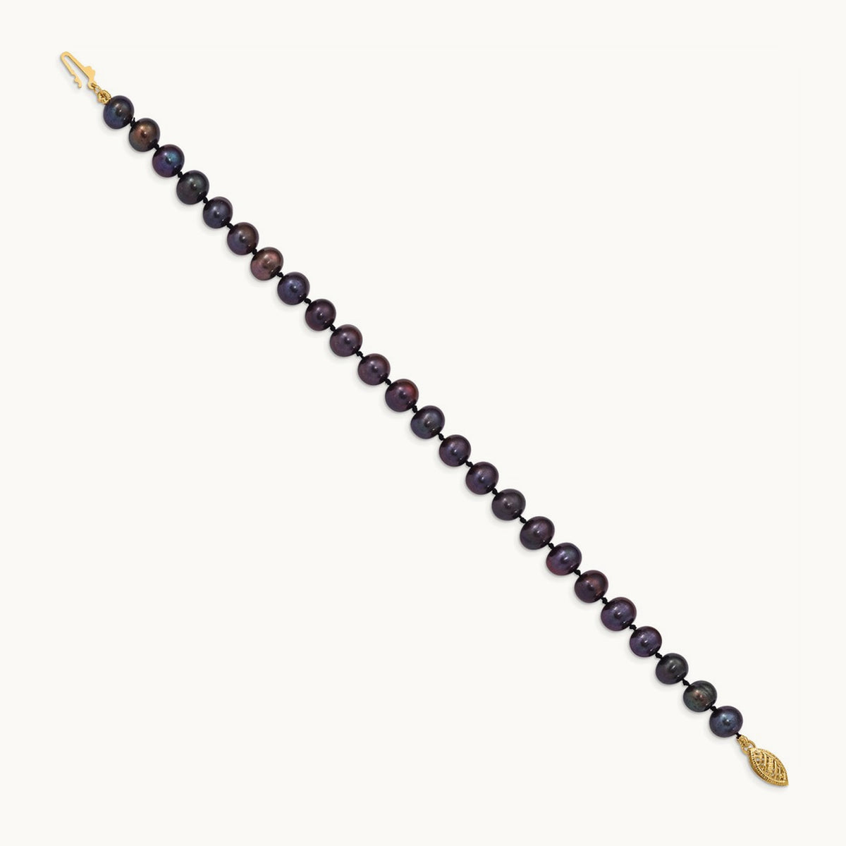 6- Black Near Round Freshwater Cultured Pearl Bracelet, 7mm, 14K