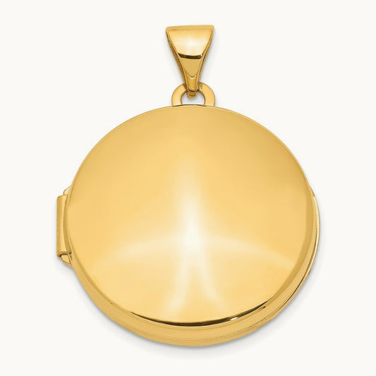 Round Plain Domed Locket, 20mm, 14K Yellow Gold
