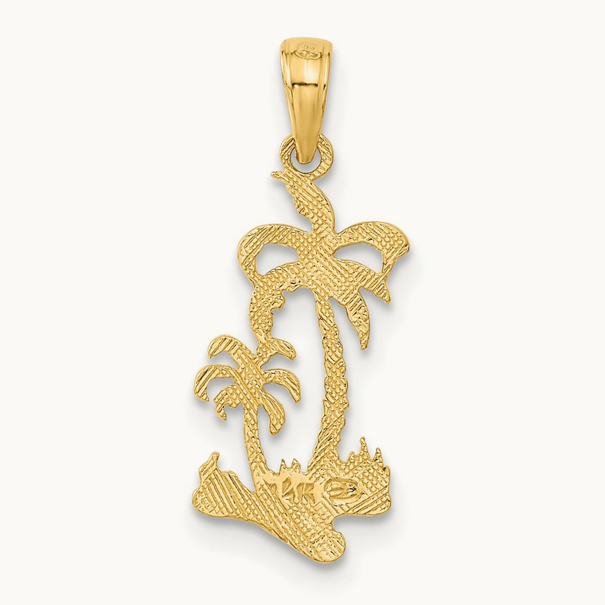 Double Palm Trees Pendant — 14K Yellow Gold, 22.5mm