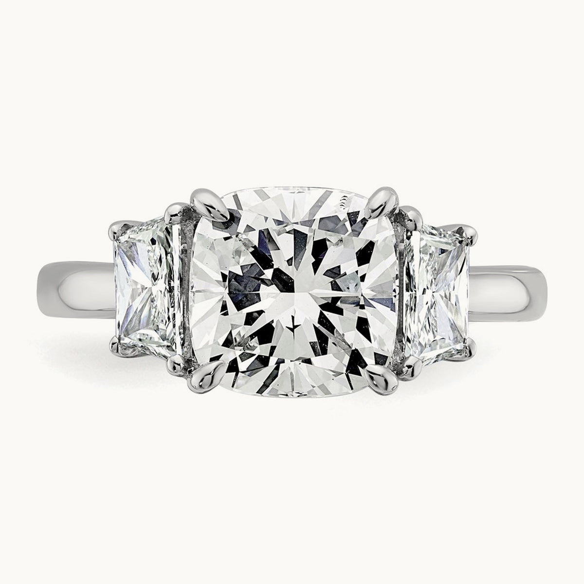 Cushion & 1/2 Moon Engagement Ring, 1.25-3.75 ct tw Lab-Grown Diamond — 3 3/4 ct, 14K White Gold
