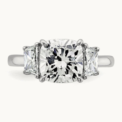 Cushion & 1/2 Moon Engagement Ring, 1.25-3.75 ct tw Lab-Grown Diamond — 3 3/4 ct, 14K White Gold