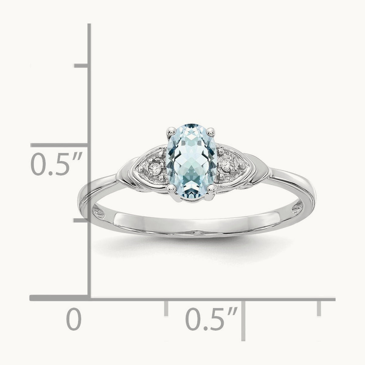 Aquamarine and Diamond Ring, 14K White Gold