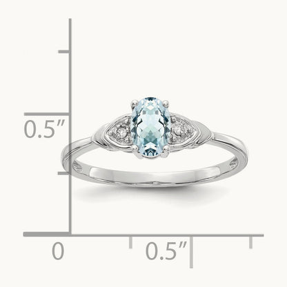 Aquamarine and Diamond Ring, 14K White Gold