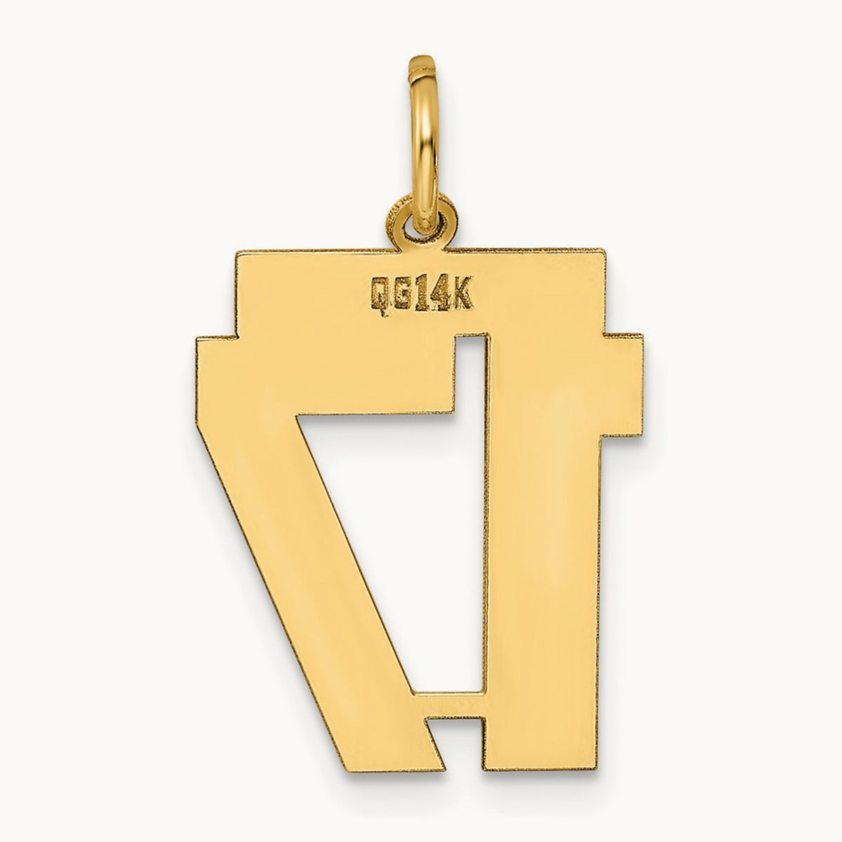 Medium Polished Number 17 Charm, 14K