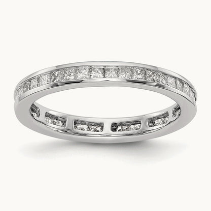 Polished 3ct Princess Channel Set Diamond Eternity Band, 14K Gold in 14K White Gold