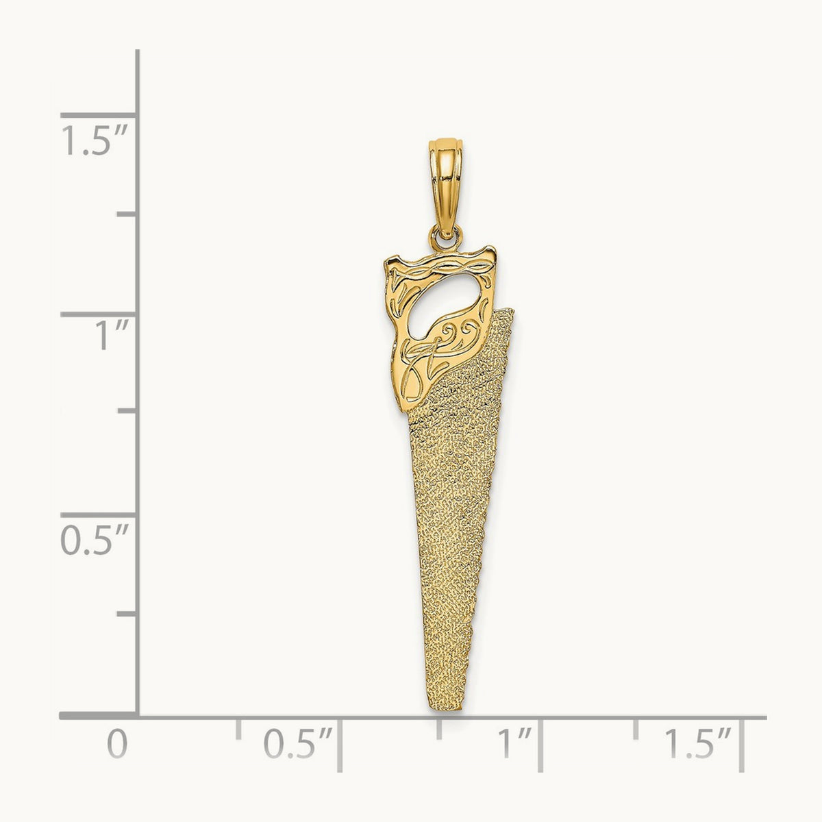 3-D Flat Hand Saw Charm, 14K
