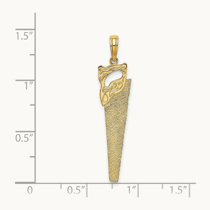 3-D Flat Hand Saw Charm, 14K