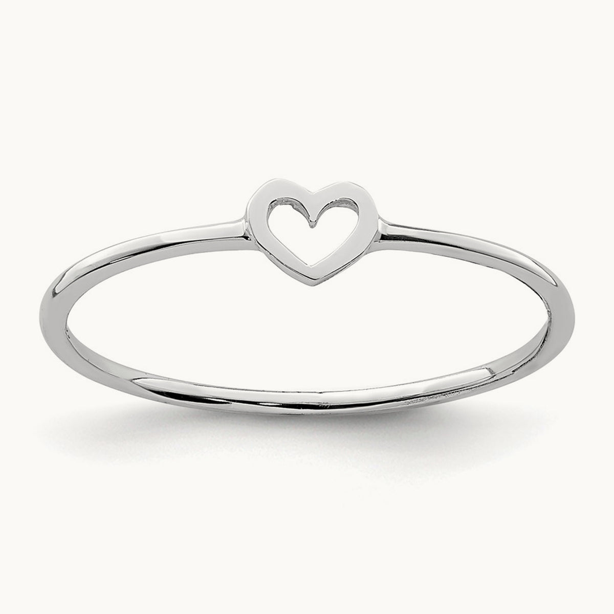 Polished Heart Ring — 14K White Gold