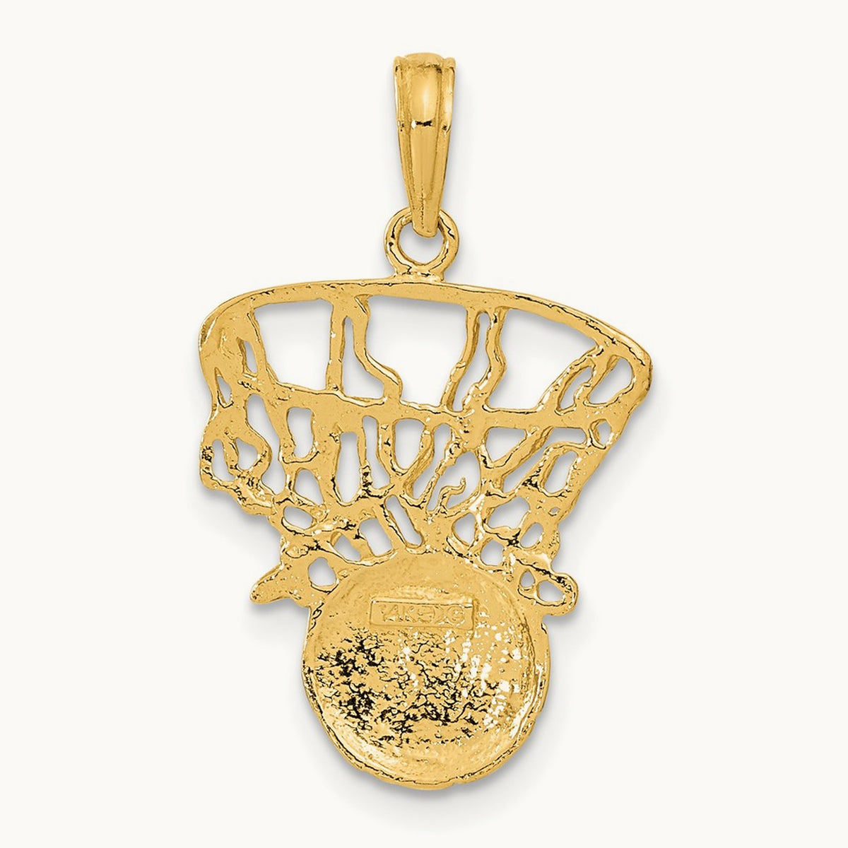 Swoosh Basketball and Net Pendant — 14K Yellow Gold