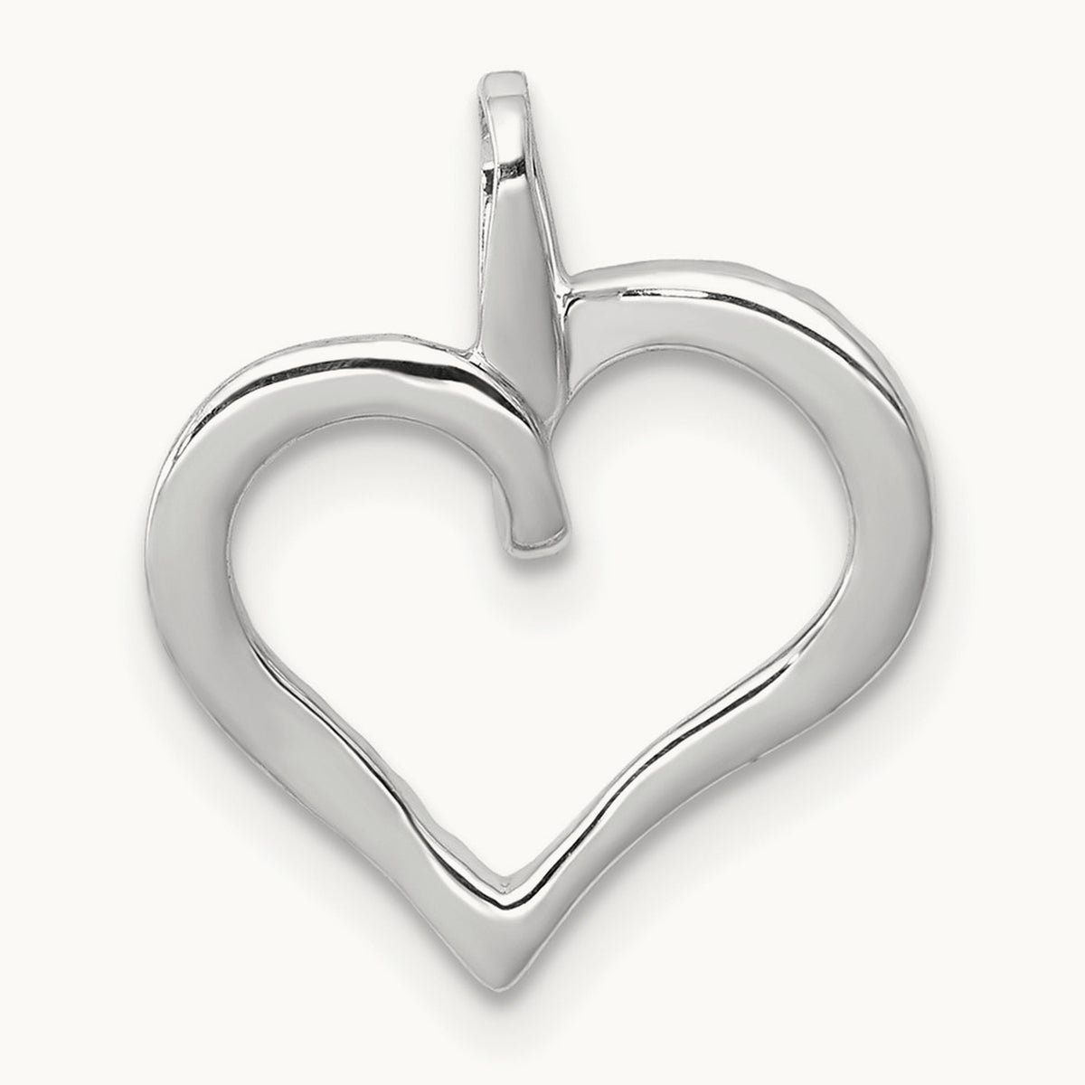 Diamond Heart Pendant — 14K White Gold, 15mm