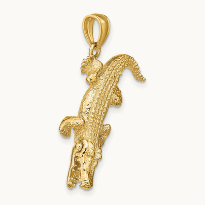 3-D Alligator w/Moveable Mouth Charm, 14K