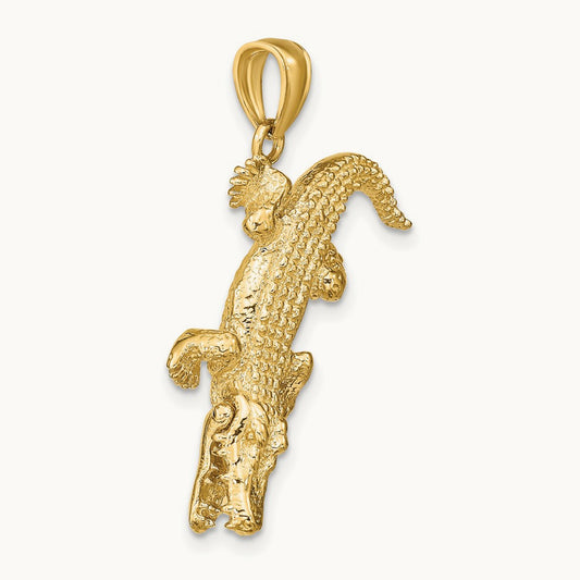 3-D Alligator w/Moveable Mouth Charm, 14K