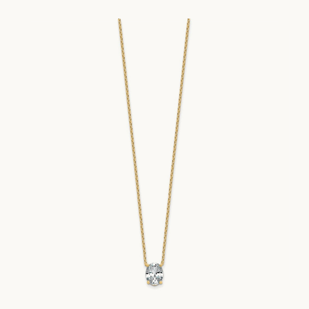 Oval Pendant Necklace, 0.25-4.00 ct tw Lab-Grown Diamond — 1 1/2 ct, 14K Yellow Gold
