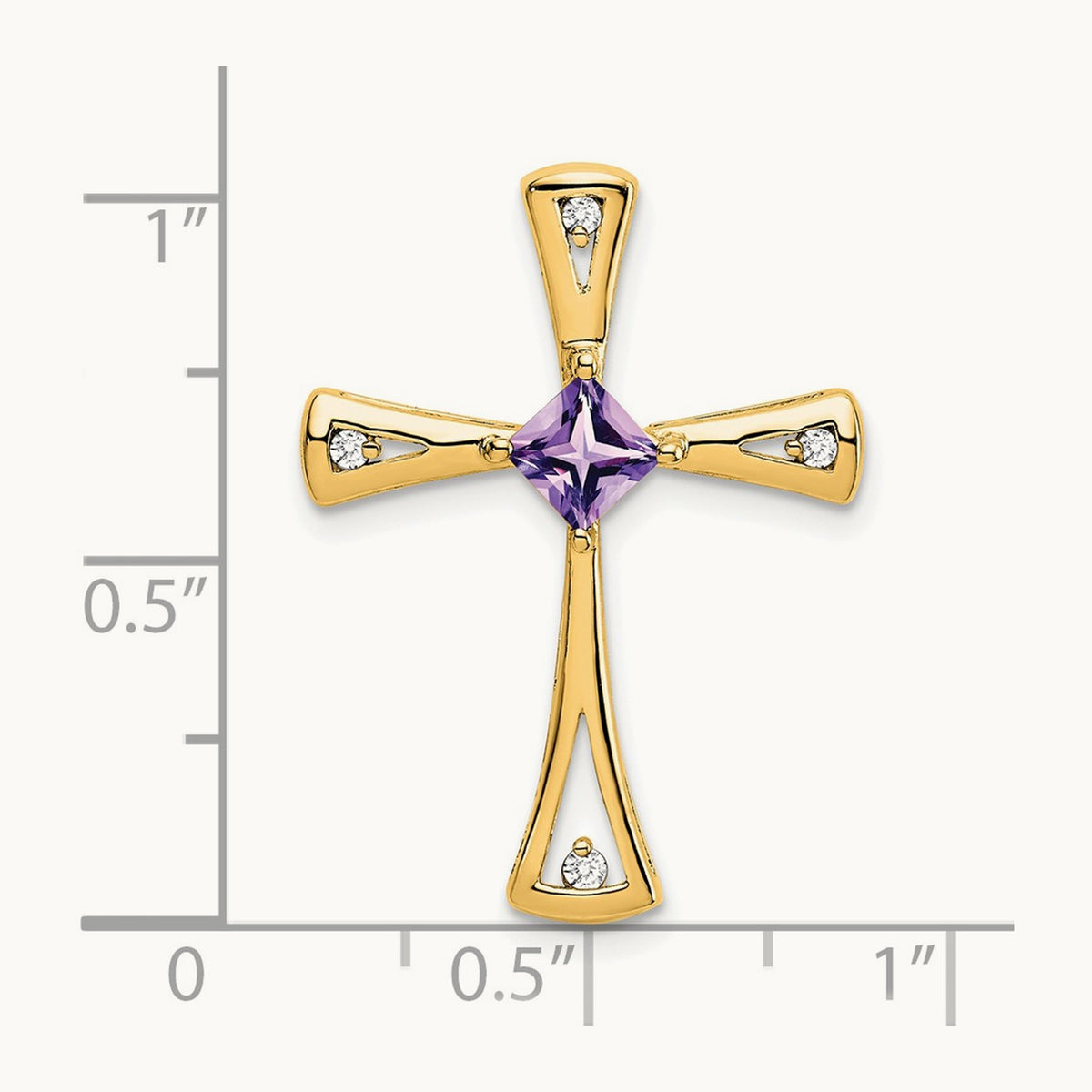 Amethyst and Diamond Cross Chain Slide — 14K Yellow Gold