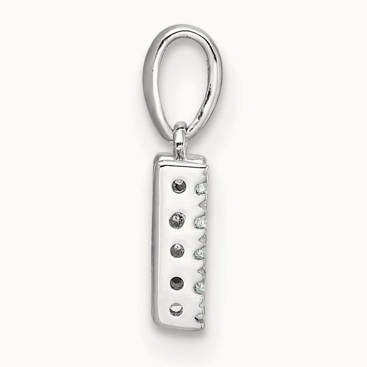 Diamond Initial with Bail Pendant — 14K White Gold, W