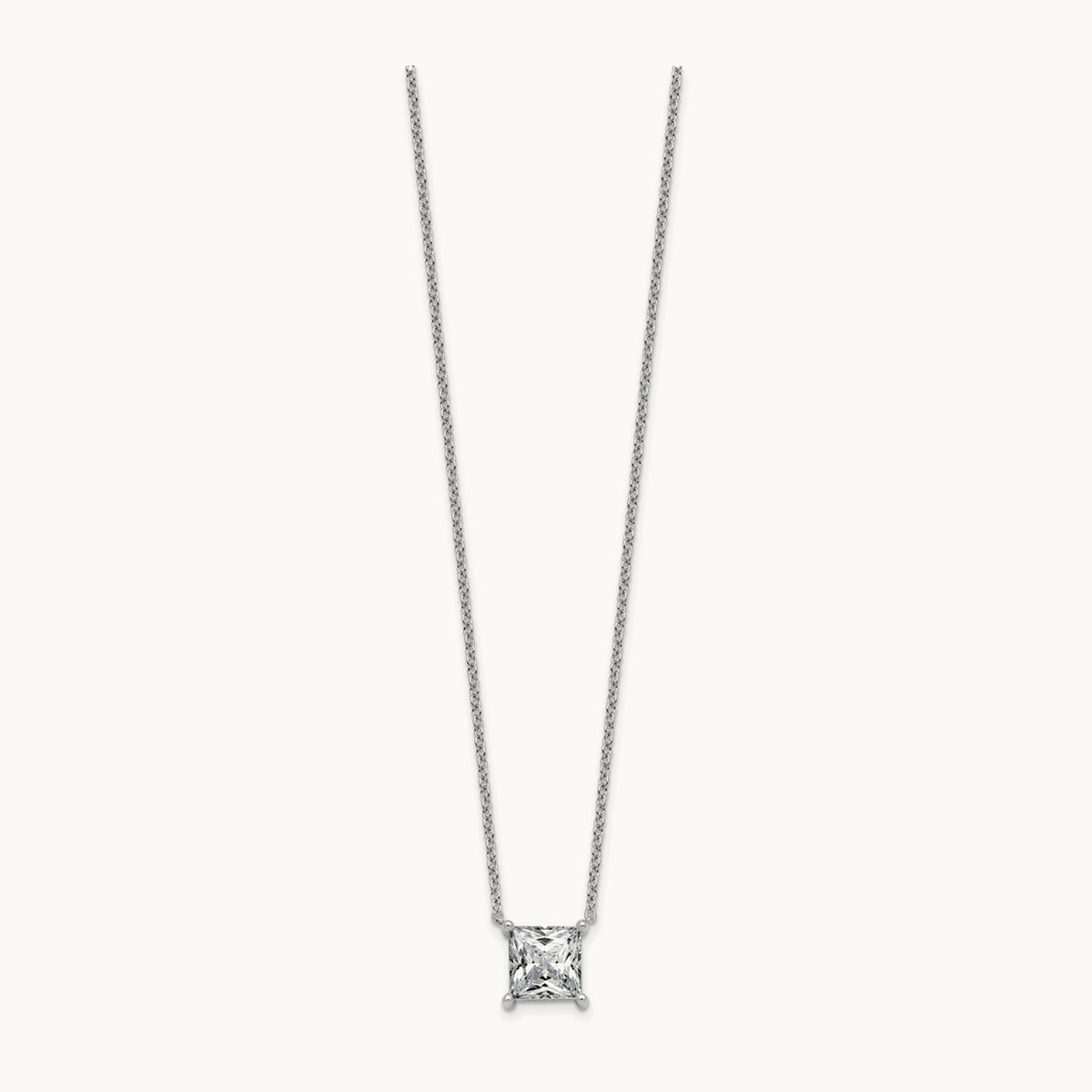 Princess Pendant Necklace, 0.25-4.00 ct tw Lab-Grown Diamond — 4 ct, 14K White Gold