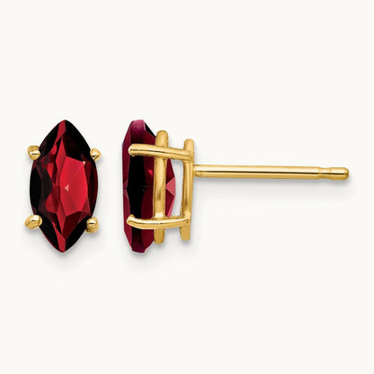 8x4mm Marquise Garnet earring, 14K