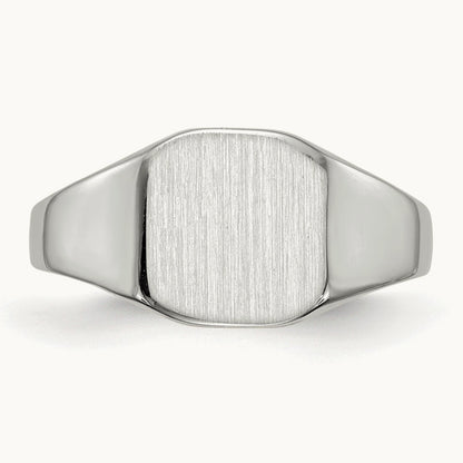 8.5x8. Closed Back Signet Ring, 5mm, 14K White Gold