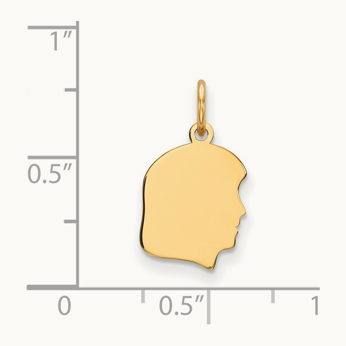 Plain Small .009 Gauge Facing Right Engravable Girl Head Charm — 18mm
