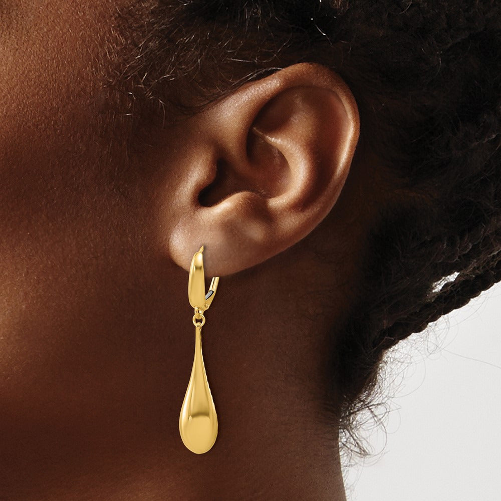 Polished Teardrop Dangle Leverback Earrings — Leslie's — photo set