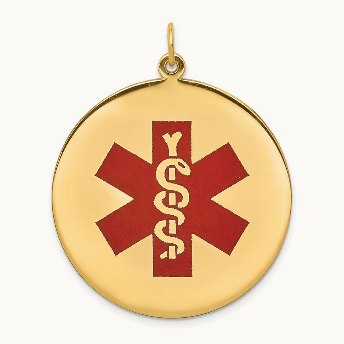 Red Enamel Medical Jewelry Pendant, 14K
