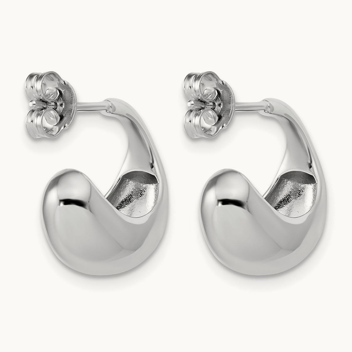 RH-Plated Polished J-Hoop Earrings, Sterling Silver — Leslie's
