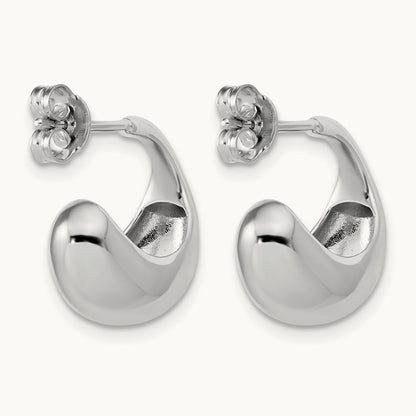 RH-Plated Polished J-Hoop Earrings, Sterling Silver — Leslie's