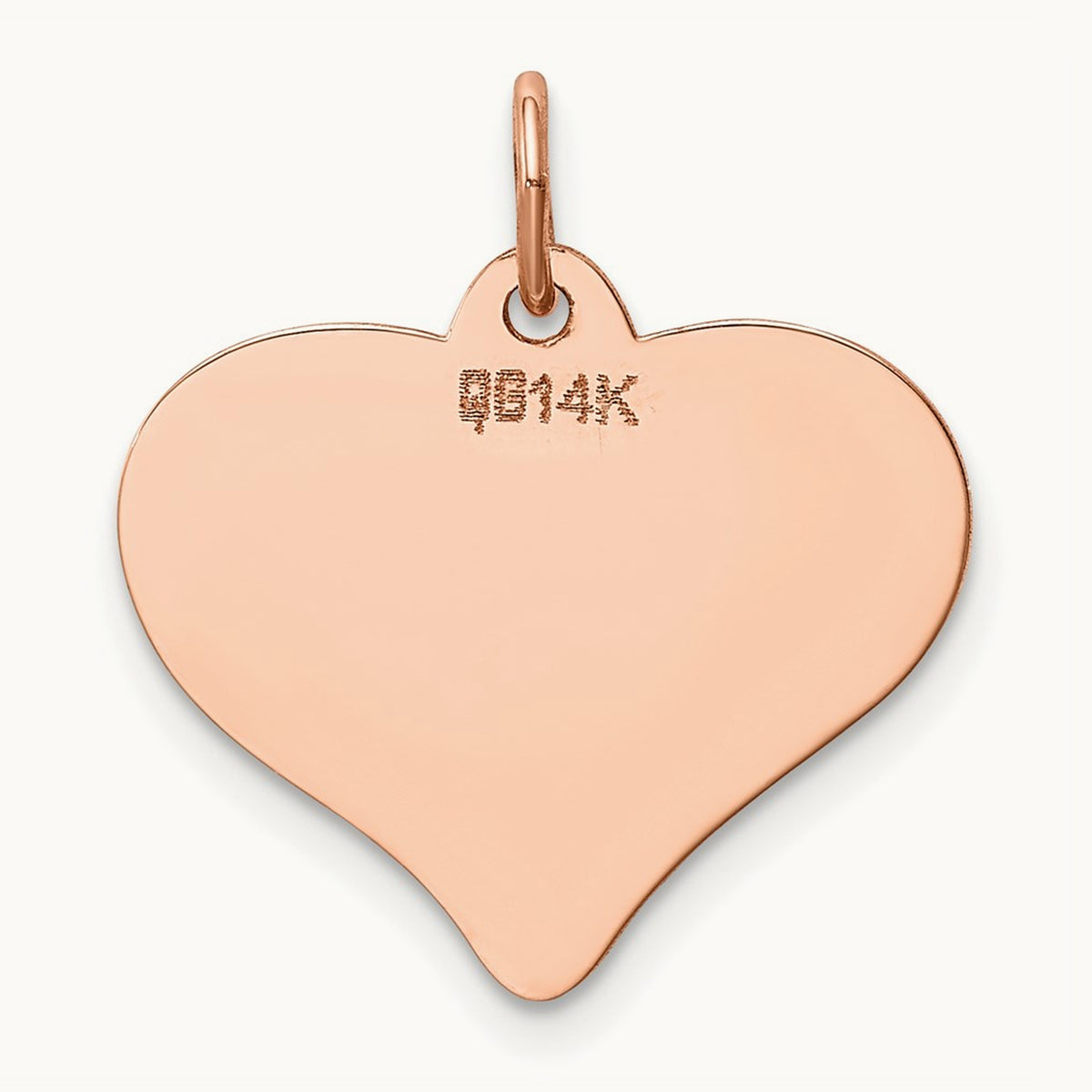 Polished Heart Shaped Disc Pendant, 14K Rose