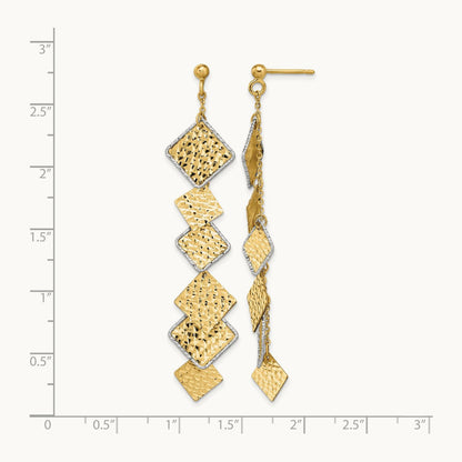 Polished and Brushed D/C Post Dangle Earrings, 14K Two-tone — Leslie's