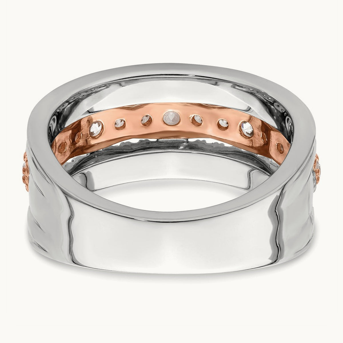 Complete Diamond Wedding Band, 14K White with Rose Gold
