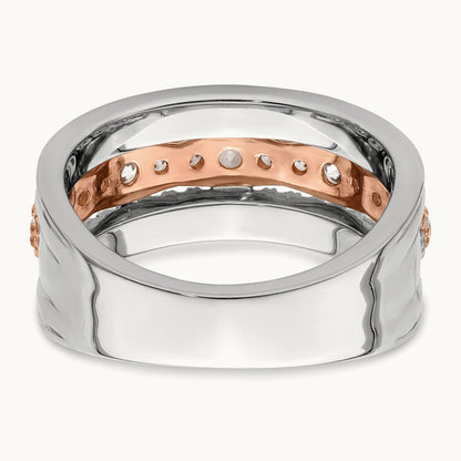 Complete Diamond Wedding Band, 14K White with Rose Gold