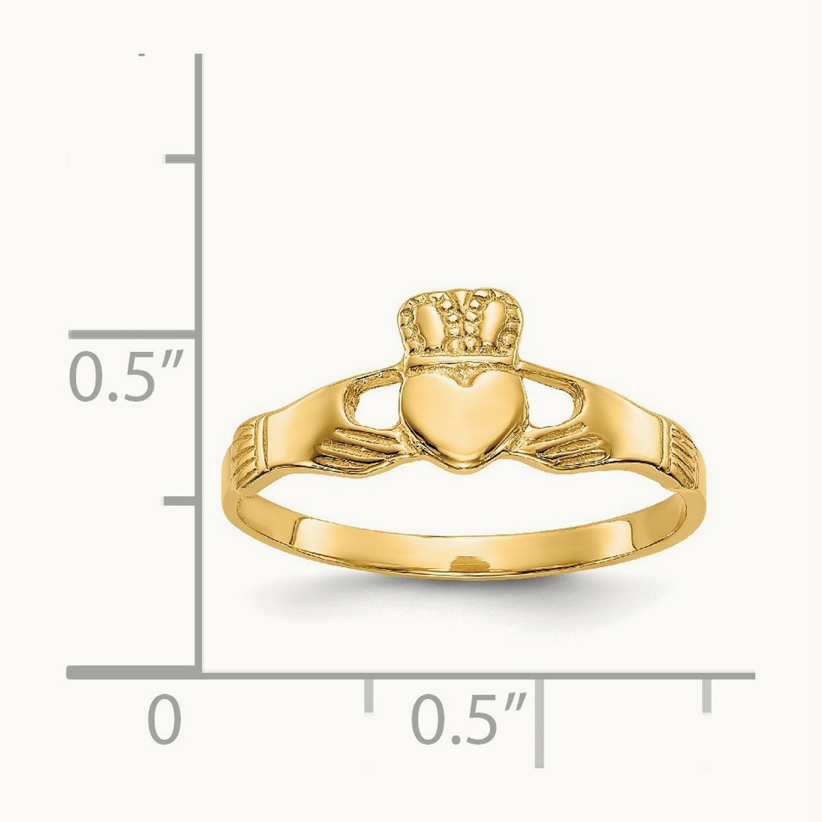 Polished Ladies Claddagh Ring, 14K