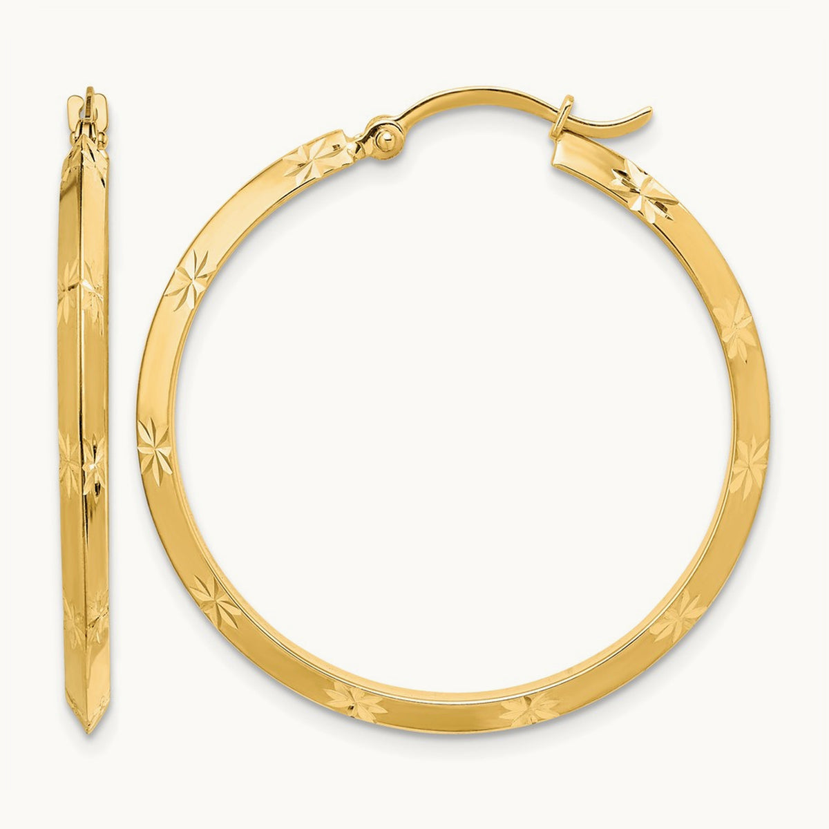 Polished Diamond-Cut Hoop Earrings — 33.75mm