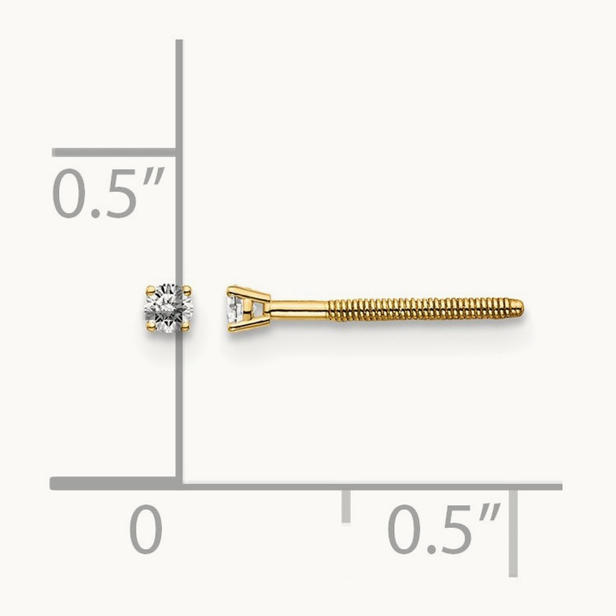 Diamond Stud Thread on/off Post Earrings — 14K Yellow Gold, 1.7mm