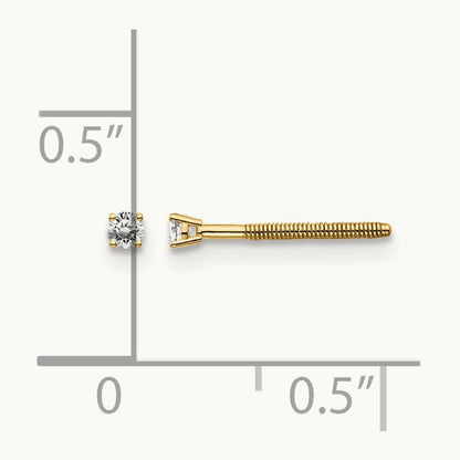 Diamond Stud Thread on/off Post Earrings — 14K Yellow Gold, 1.7mm