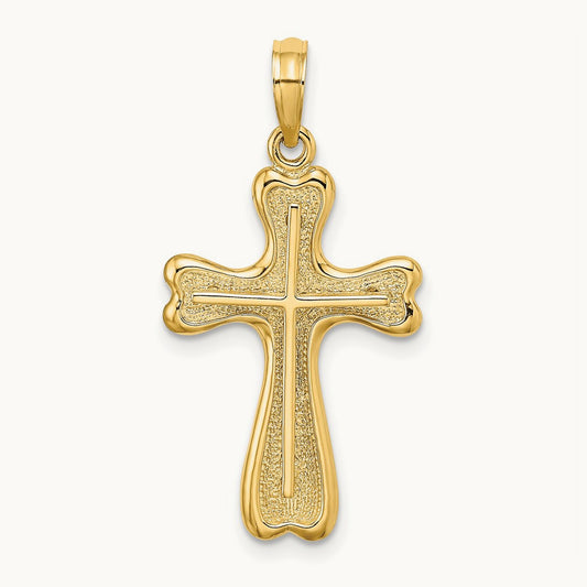 Cross w/ Heart Shaped Ends Charm, 14K