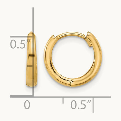 Polished Hinged Hoop Earrings — 14K Yellow Gold